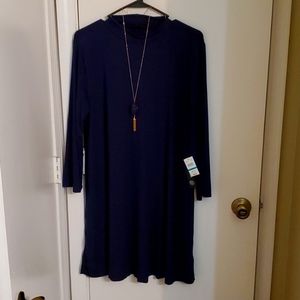 Navy blue mid length shift dress